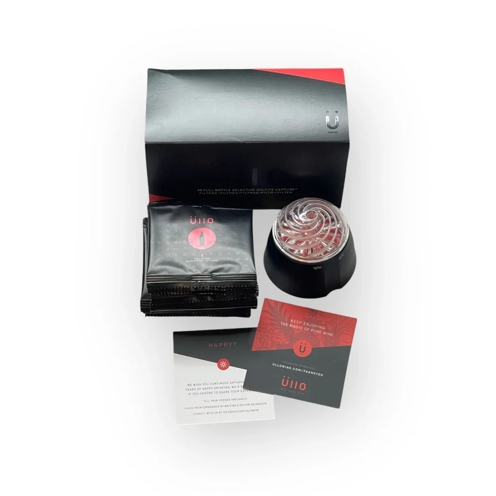 Üllo ❂ Wine Purifier and Filters ❂ Black ❂ Purifier + 11 Full Bottles Filters ❂